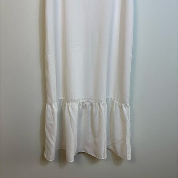 PARK & FIFTH Singer Midi Dress Size Medium Ruffle Hem White Wedding Bachelorette - Picture 9 of 12